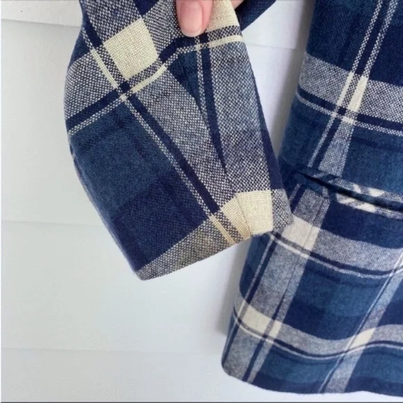 Vintage 90s Wool Blend Blue Plaid Jacket Medium - Picture 11 of 15